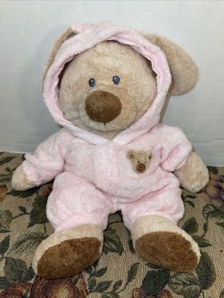 Vguc - Htf - 12” 2007 Ty Pluffies Love To Baby Pink Tan Bunny Bear Plush Stuffed