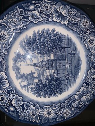 Vintage Staffordshire Liberty Blue China 10 Inch Dinner Plate Independence Hall