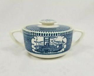 Vintage Currier And Ives Royal China Covered Sugar Bowl Steamboat