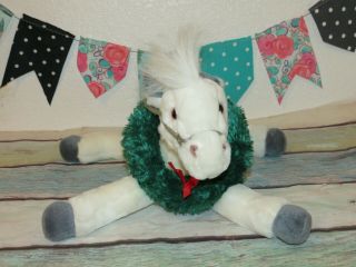 Wells Fargo Grace Horse White Christmas Wreath Plush Pony 2003 Stuffed 11 " Toy