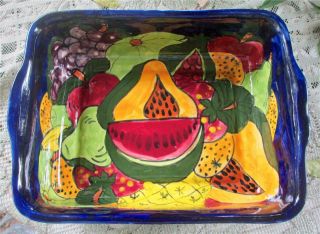 Fruit Design Hand Painted Casserole Dish