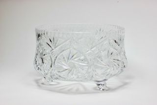 Vintage Brilliant Large Cut Glass Footed Punch Bowl Crystal,  Lausitzer?,  Germany