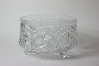 Vintage Brilliant Large Cut Glass Footed Punch Bowl Crystal,  Lausitzer?,  Germany 2