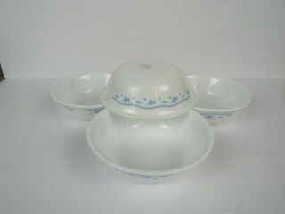 4 Vintage Corelle Morning Blue Cereal Bowls 6 "