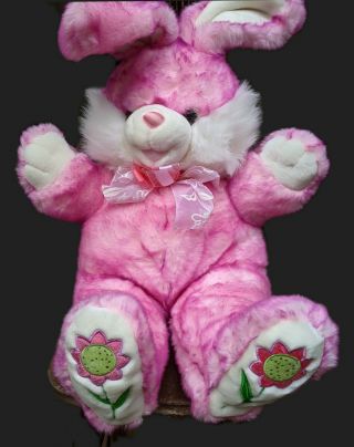 Dan Dee Hot Pink Bunny Plush 24” Hoppy Hopster Easter Rabbit With Flowers