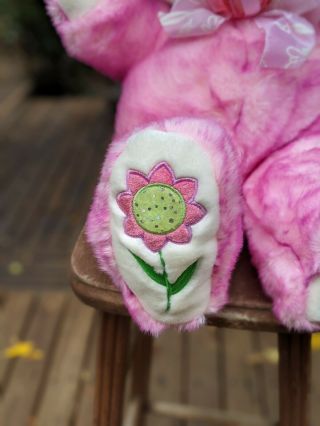 Dan Dee Hot Pink Bunny Plush 24” Hoppy Hopster Easter Rabbit with Flowers 3