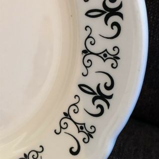Homer Laughlin Dinner Plate White Black Scalloped Gothic Scroll Restaurant 10” 2