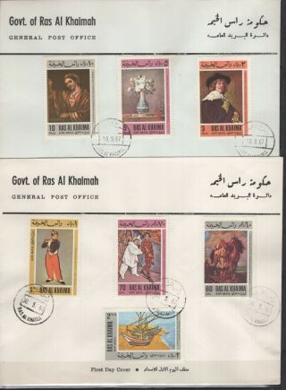 Dwm150930/ Ras Al Khaima / Fdc Airmail Paintings – Mi 175 / 181 – Complet