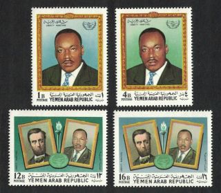 Set Of 4 - 1968 Yemen Stamps - Abraham Lincoln & Martin Luther King 1062