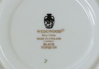 Wedgwood BLACK TONQUIN Saucer Bone China Made in England 3