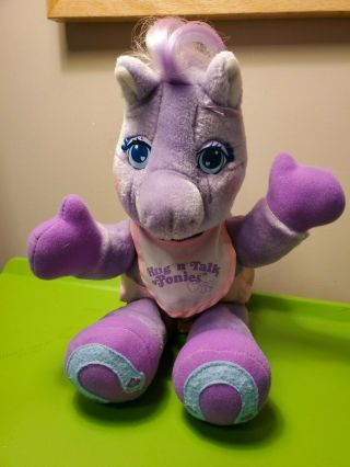 1991 V - Tech Hug N Talk Ponies Plush Purple Great With Corn