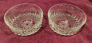 2 Vintage Arcoroc Starburst Diamond Pattern Clear Glass 5 " Bowls,