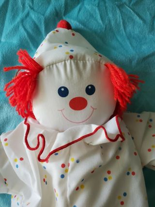 Baby Gund Popcorn Clown Plush Red White Yellow Blue Polka Dot Vintage Baby Toy 2