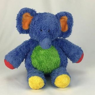 Rare 11 " Baby Gund Tutti Frutti Plush Blue Elephant 58319 Primary Colors