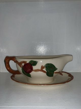 Franciscan Apple Pattern Gravy Boat With Attached Underplate