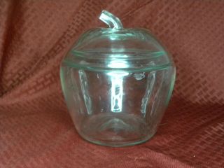 Vintage Anchor Hocking Apple Clear Glass Canister Cookie Jar W/lid