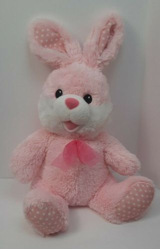 22 " Dan Dee Pink Hoppy Hopster Easter Bunny Plush Stuffed Animal W/polka Dots