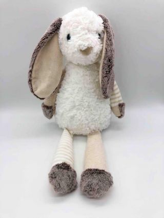 Aurora Purely Luxe White 19 " Sitting Bunny Rabbit Plush Frosted Brown Ear Easter