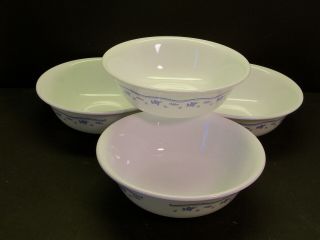 Set Of 4 Corelle " Morning Blue " 6 1/4 Inch Soup/ Cereal Bowls