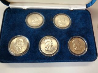 Ben Franklin1954p1955p,  1956p,  1957d1958,  D Silver Half Dollars Uncir.  In Case
