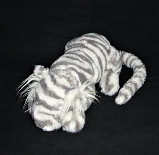 12 " Jellycat Grey White Sacha Snow Tiger Laying Plush Stuffed Animal Soother Toy