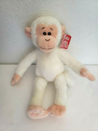 Gund Pee Wee Monkey White Plush Stuffed Animal 2627 Peewee Tag