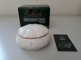 Belleek China Rossmore Pink Round Powder Box / Trinket Jar Millennium W Box