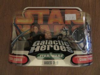 2005 Hasbro Star Wars Galactic Heroes 2 Pk Dark Side Anakin & Clone Trooper Nip