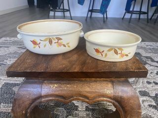 Halls Superior Quality Kitchenware Autumn Leaf Print 2 Casserole Bowls