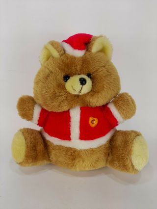 Vintage Christmas Teddy Bear Light Up Heart Musical Santa Teddy Holiday Tunes