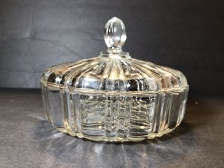Vintage Anchor Hocking Old Cafe Clear Glass Candy Dish Lid Depression Glass