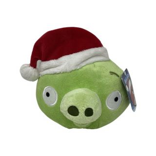 Angry Birds Green Pig Santa Hat Christmas Plush 6” Commonwealth 2011 No Sound.