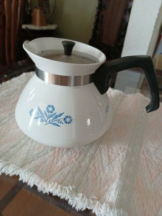 Vtg Corning Ware Blue Cornflower Coffee/tea Pot With Lid 6 Cup P - 104