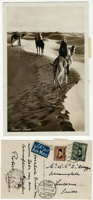 Egypt 1930 Postcard Desert Scene Cairo To Lucerne Swiss Via Budapest - Cag 190721