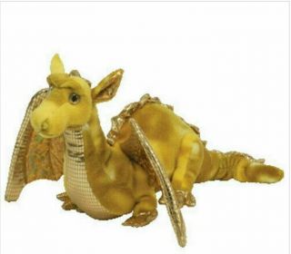 Tempest Gold Dragon Ty Beanie Baby W/tags Border 