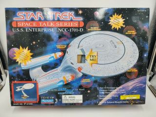 Vtg 90s Playmates Enterprise Ncc - 1701 - D Starship Star Trek Space Talk Series Nib