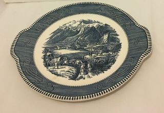 Currier And Ives The Rocky Mountains 11 1/2 " Cake Plate With Tabs By Royal Usa