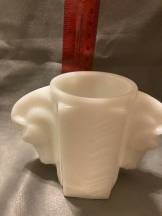 VTG 1930s Art Deco Macbeth Evans Double Horse Head Milk Glass Cup Mug Vase 3