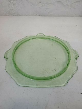 Vintage Anchor Hocking Princess Green Depression Glass Cake Plate 2