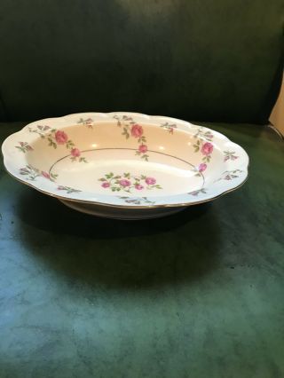 Theodore Haviland York Delaware China 9 1/2 " Oval Serving Bowl Pink Roses