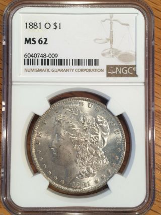 1881 - O Morgan Silver Dollar - Ngc Ms62 Mellow Toning 8009