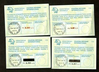 (p3719) Stamps Isreal 4 International Response Coupons (1976/77)