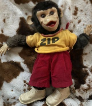 Vintage Rushton Rubber Face Zip Monkey Chimp Stuffed Plush Doll