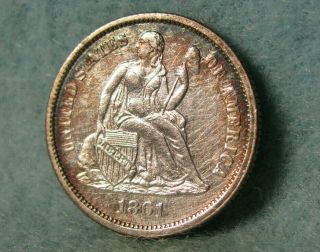 1861 Civil War Era Seated Liberty Silver Dime United States Coin