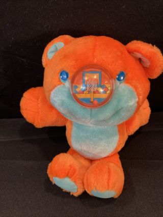 1987 Playskool Nosy Bear Basketball Hoop Orange Plush 11” Stuffed Animal