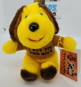 Nwt - Vintage - 8” 1979 Russ Berrie & Co Luv Pets Dog Plush Toy | Stuffed Animal