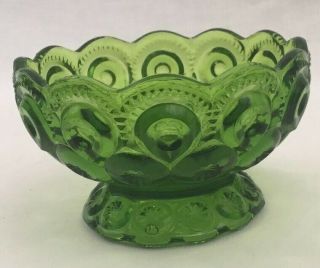 Vintage Green Art Glass Bowl Le Smith Moon And Stars Candy Bowl