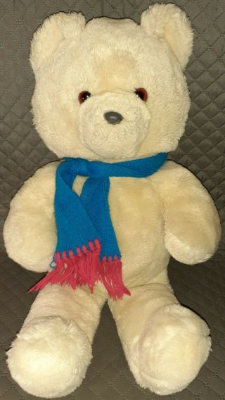 Very Rare White Dakin Vintage Teddy Bear 20” Brown Plush Stuffed Animal 1986