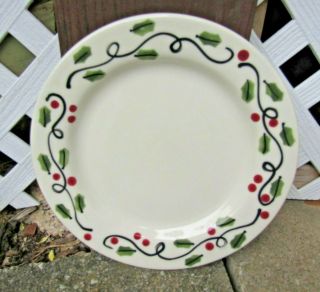 Hartstone Christmas Salad Plate 8” Hand Painted Holly Leaves And Red Berries