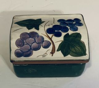Vintage Stangl Terra Rose Grapes Leaves Cigarette Box 4.  5”